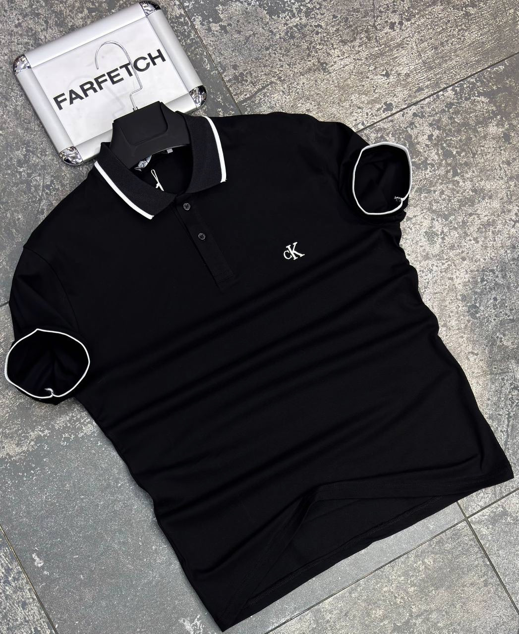 Ck Polo Yaka Siyah Tshırt 36/1 Kumaş